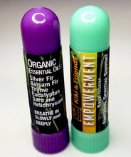 Load image into Gallery viewer, Empowerment uplifts our spirit with hope, renewal & determination while supporting emotions with calm & balance in an aromatherapy blend. Kiki & Friends Aromatics organic ingredients A personal inhaler allows anti-microbial & anti-bacterial aromatic molecules to go directly into your nasal passages.